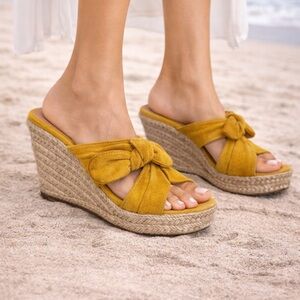 Yellow Espadrille Shoes with Suede Finish
